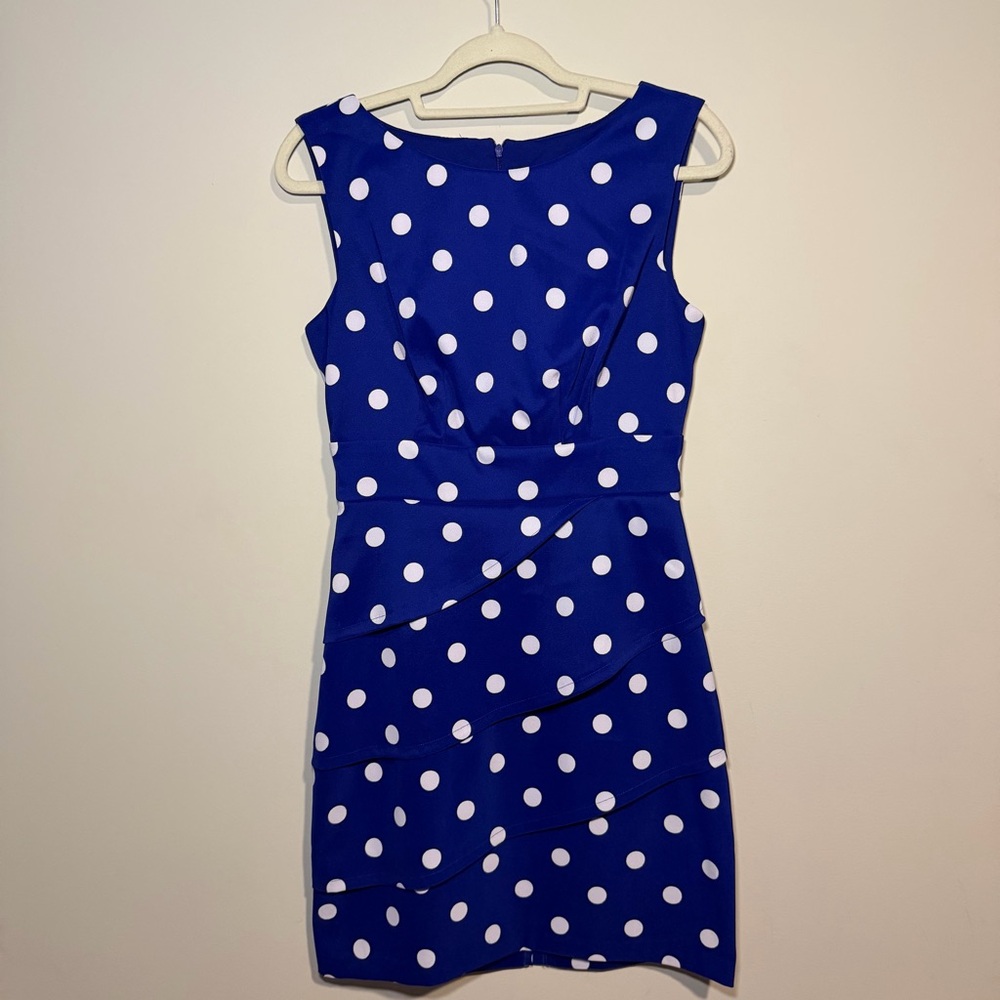 Connected Apparel Navy Polka Dot Mini Dress